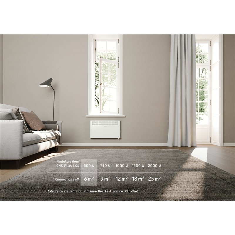 Stiebel Eltron CNS Plus LCD Timer 1500W Wall Mounted Panel Heater in
